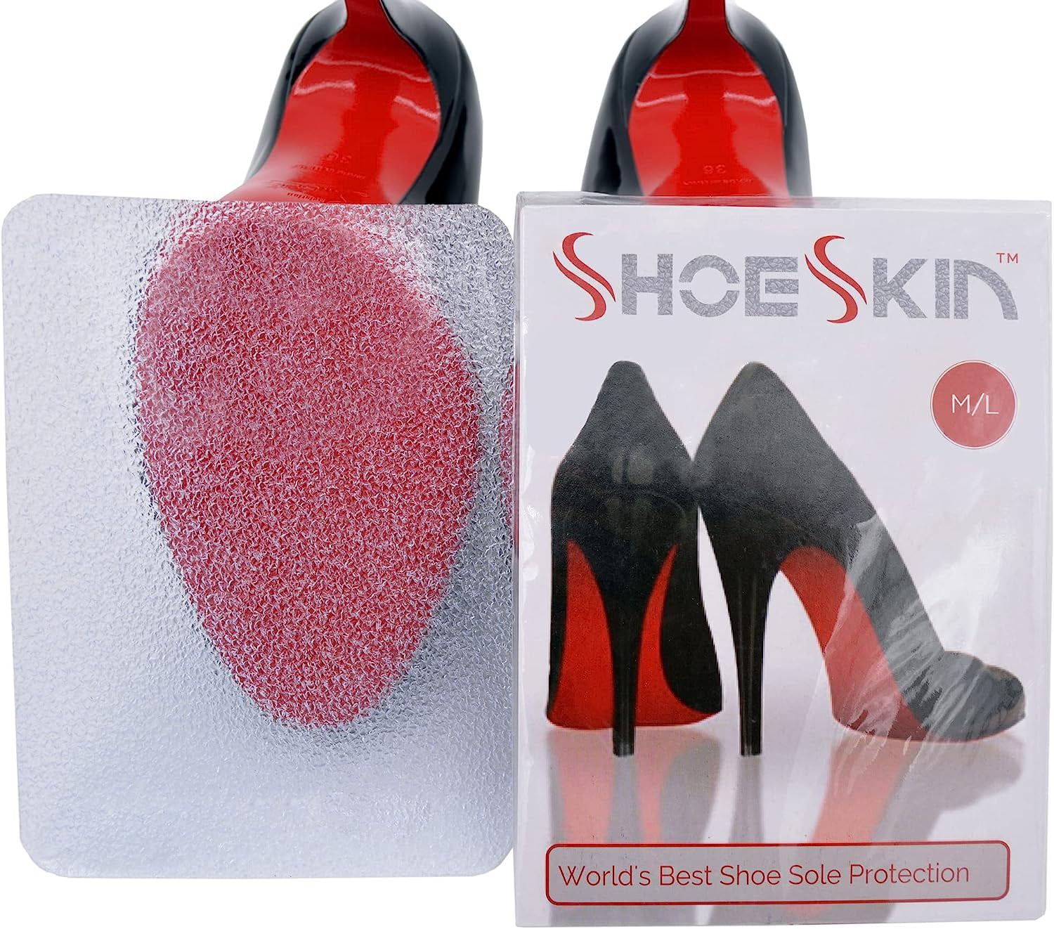 ShoeSkin - Clear Sole Protectors for Christian Louboutin Heels, Jimmy Choo,  High Heels, Men's Shoes - Non Slip Texture (1 Pair) 