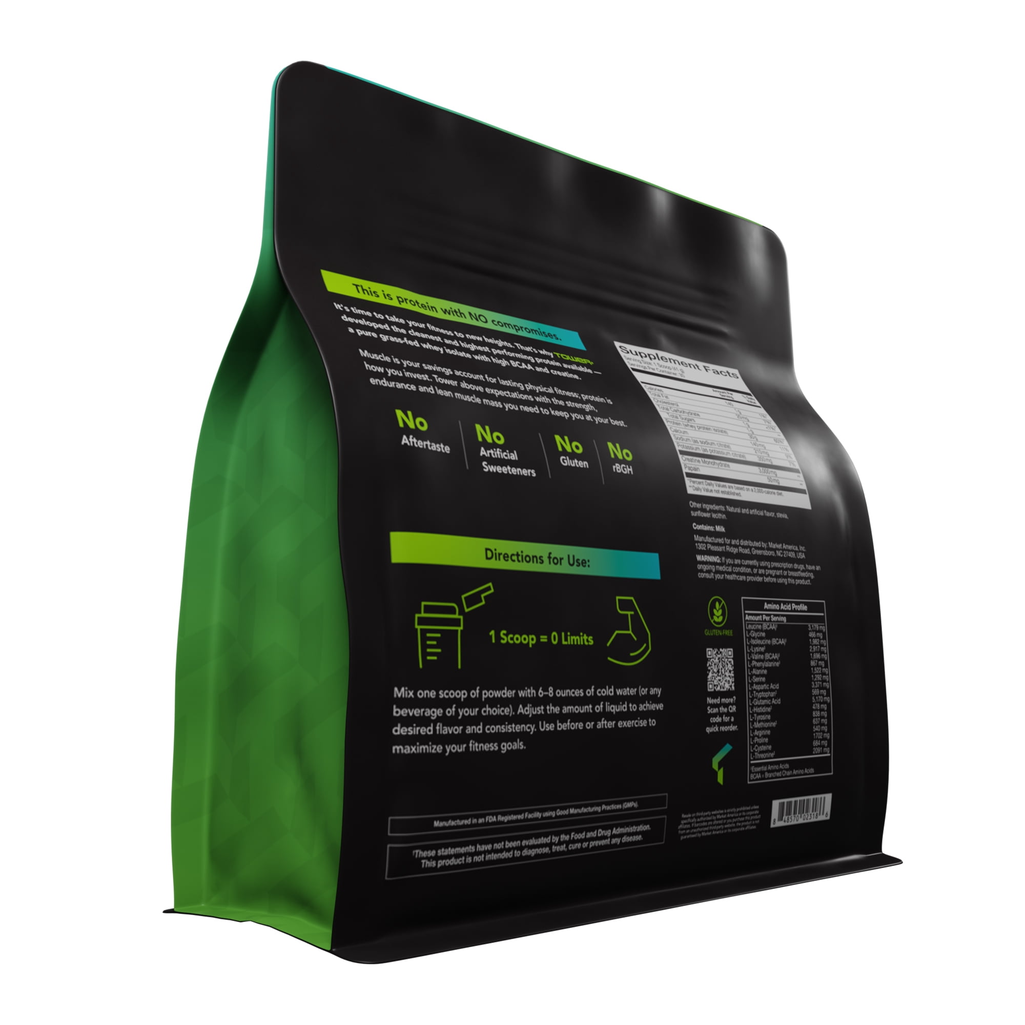 Tower+ Pure Whey Protein Isolate with Creatine, 30g Protein, Gluten-Free, Vanilla Flavor, 30 Servings for Muscle Growth, Recovery & Performance