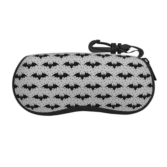 KLL Bat Print Eyeglass Case for Men & Women's Classy Travel Eyewear Holder Case Zipper Eyeglasses Case With Hook