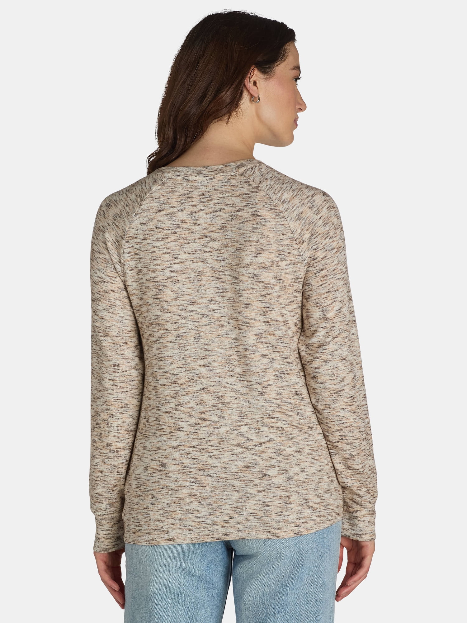 Time and Tru Women's Hacci Knot Front Top, Sizes S-XXXL