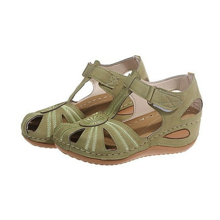 

UMfun Women Summer Sandals Slide Hollow Out Comfy Sandals Fashion Slope Heeled Beach Casual Wedge Shoes Ankle Strap Outdoor Platform Sandals Dress Sandals for Women