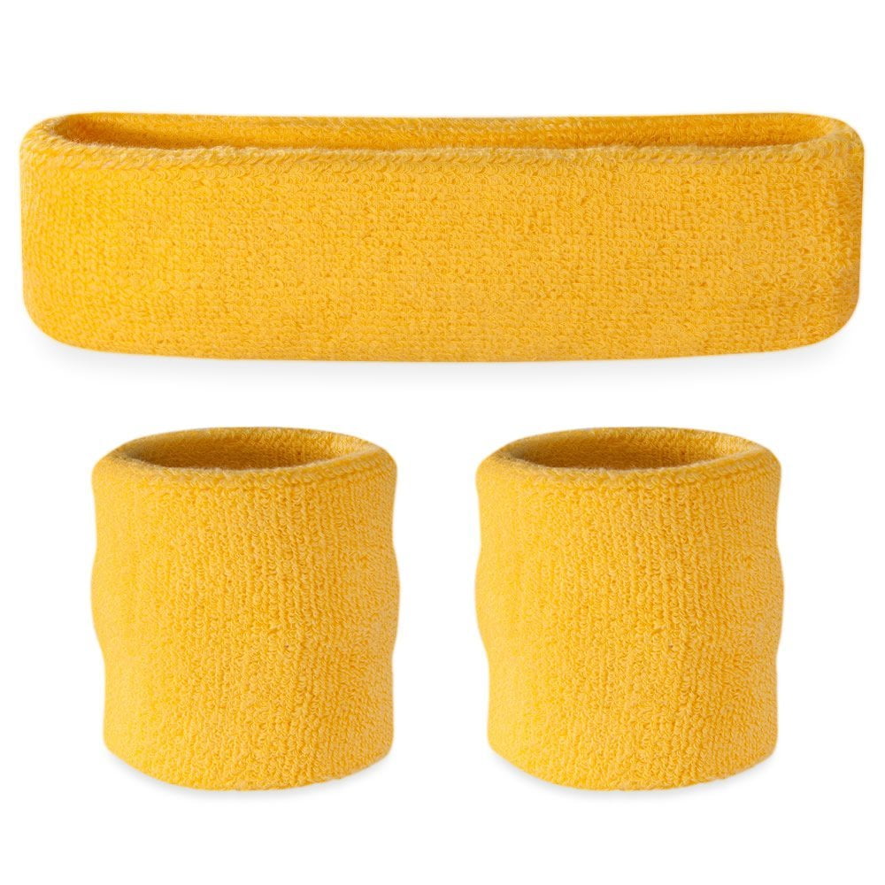 PAIR OF SWEAT WRIST BANDS SET 2 ASSORTED COLOURS UNISEX 