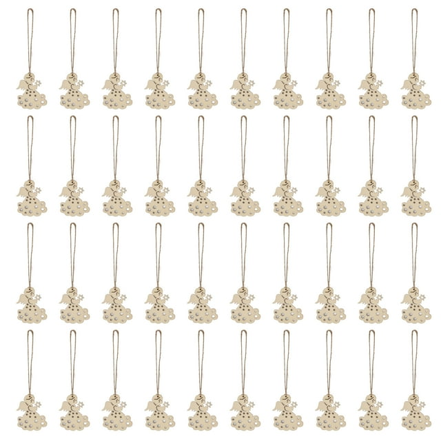 40 Uds. Adornos de árbol de Navidad de madera lindos colgantes de Navidad con cordones para regalo de decoración de árbol de Navidad