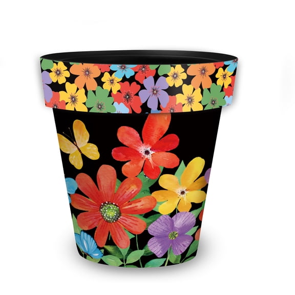 Briarwood Lane Spring Planter 11.75" x 11" x 11" Whimsy Flowers Medium For Spring Planter