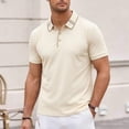 thumbnail image 2 of Mens Seamless Ice Silk Golf Shirt Moisture Wicking Polo Shirts Short Sleeve Quick Dry Performance Sport Collared Shirt for Men Big and Tall Size M-4XL Khaki, 2 of 6