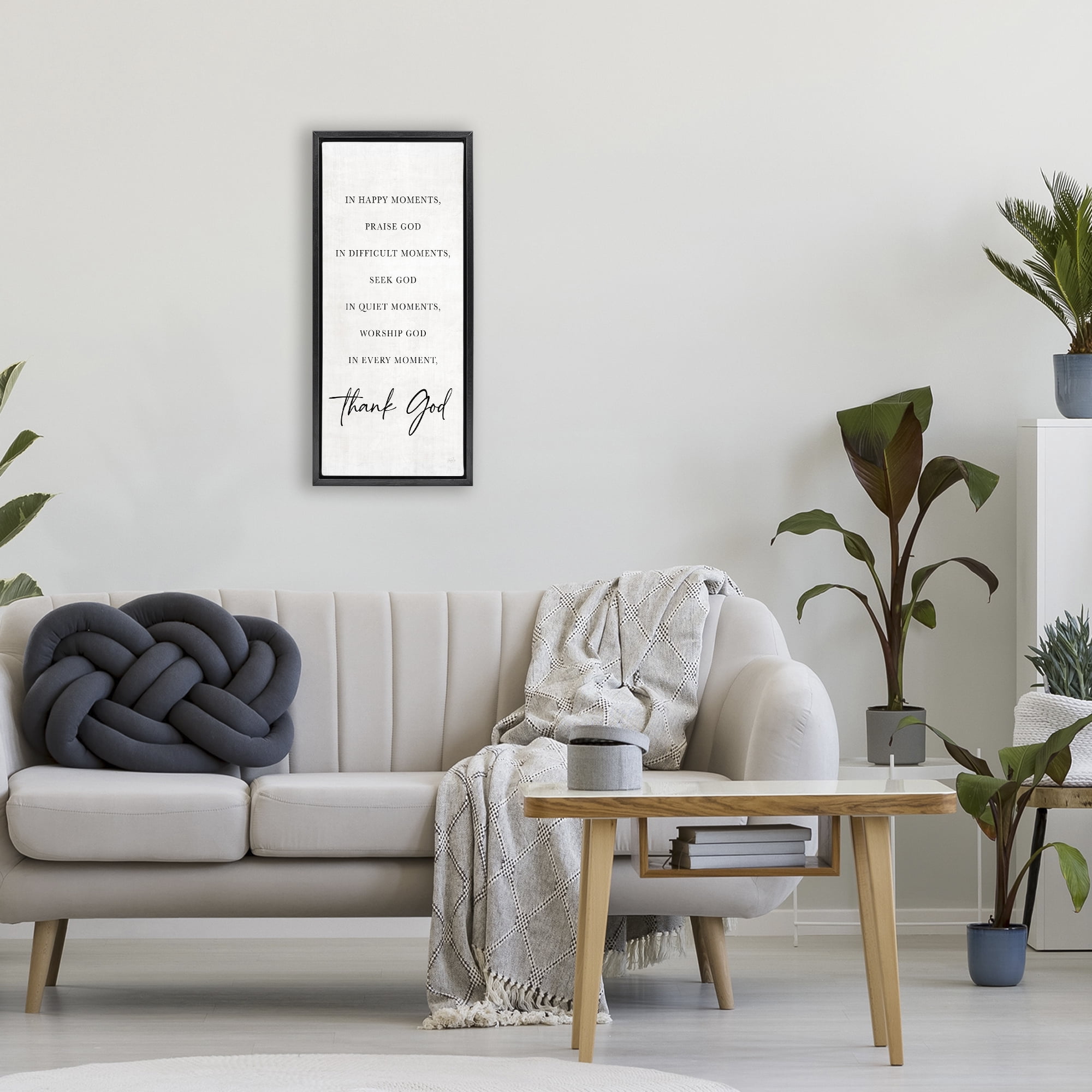 Stupell Industries Every Moment Thank God Black Framed Floater Canvas Wall Art, design by Natalie Carpentieri