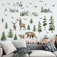 thumbnail image 1 of Calcomanías de pared de montaña Calcomanías de pared de pino grande Pelar y pegar Árbol del bosque Ciervos Aves Calcomanías de pared de animales Pegatinas de pared de árbol de mont, 1 of 5