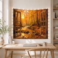 thumbnail image 5 of Autumn Forest Stream Through Open Wooden Windows, Serene Rustic Style for Nature Lovers, Landscape Wall Decor Housewarming Gift, Tapestry Wall Hanging for Bedroom and Living Room, 5 of 7