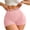 Pink, variant on Women High Waisted Seamless Shorts Stretch Ribbed Workout Letter Print Underwear Tummy Slimming Control Butt Lift Shapewear Shorts
