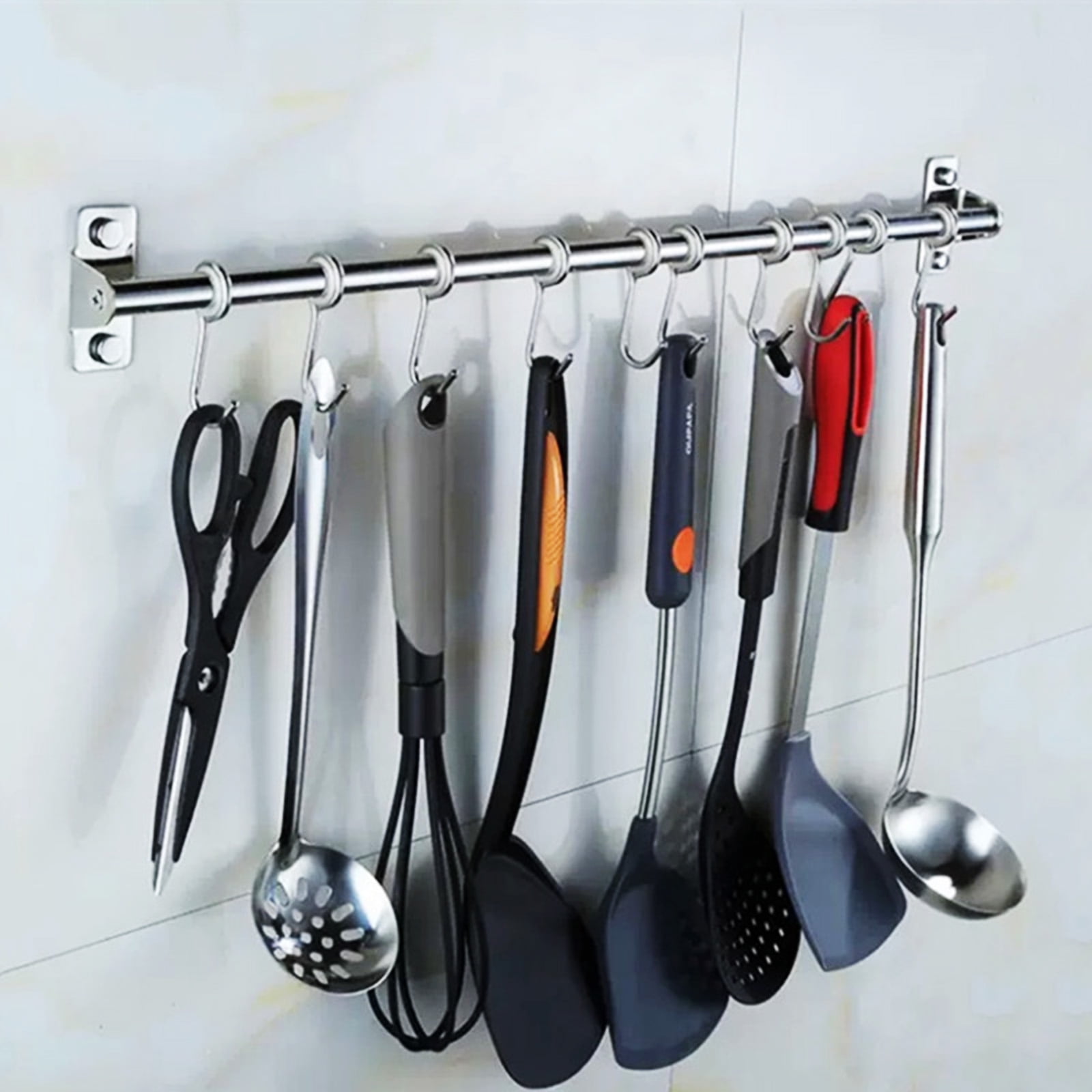 Wall Mounted Utensil Rack Stainless Steel Hanging Kitchen Rail