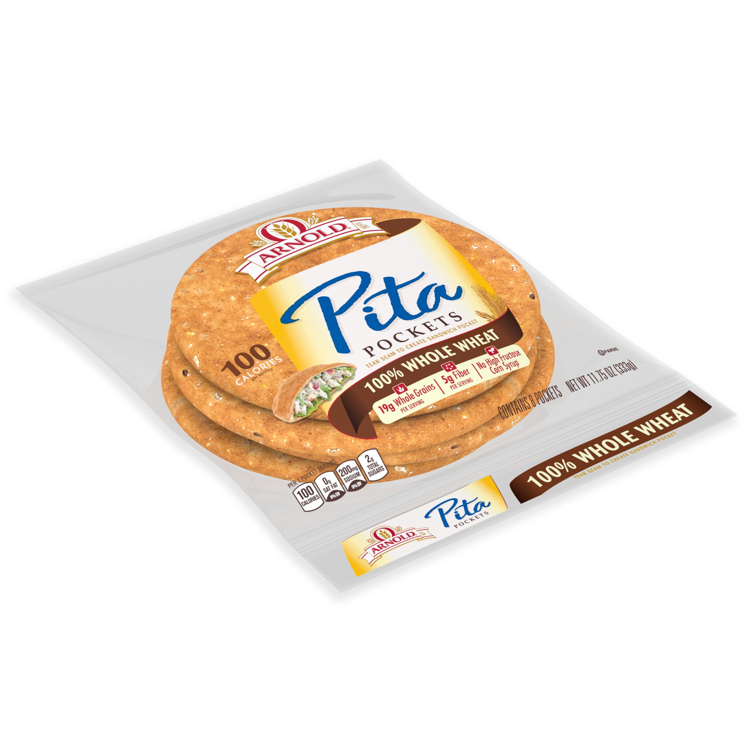 Arnold 100% Whole Wheat Pita Pocket Thins, 8 count, 11.75 oz