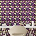 thumbnail image 2 of Ambesonne Floral Peel & Stick Wallpaper for Home, Peonies Oil Painting Print, 13"x36", Purple Pale Yellow and Green, 2 of 5