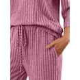 thumbnail image 5 of Fantaslook Pajamas Sets for Women Casual Two Piece Lounge Sets 3/4 Sleeve Crew Neck Top Wide Leg Pants Vacation Travel Outfits, 5 of 9