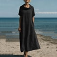 thumbnail image 4 of Women's Short Sleeve Flowy Long Sundress Spaghetti Strap Summer Dress, 4 of 9