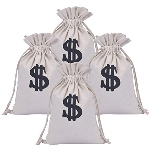 Drawstring Money Bag, Uspacific 4 Pcs Dollar Sign Design Canvas