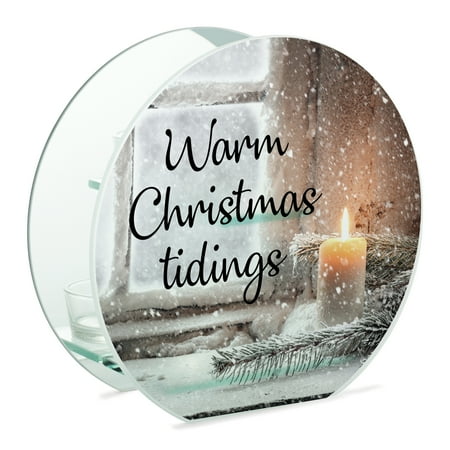 Elanze Designs Warm Christmas Tidings 8 Inch Frosted Glass Mirrored Tea Light Holder