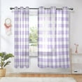 thumbnail image 6 of 2 Panels Set Blackout Curtains Thermal Insulated Sun Protection Room Darkening Drapes for Bedroom Purple and White Plaid, 6 of 7