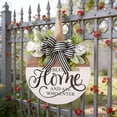 thumbnail image 5 of Wooden Welcome Wreath Round Bow Door Sign 12in – Multicolor Front Door Hanging Decor, Indoor Outdoor Wall Decoration, Rustic Home Party Ornament, 5 of 6