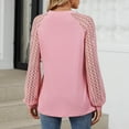 thumbnail image 4 of Fznquz Long Sleeve Shirts Women Dressy Pink Lace Blouses Crew Neck Pleated Work Tops Women M, 4 of 5