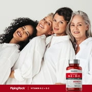 Vitamin K2 MK7 with D3 | 180 Capsules | 800 mcg Complex | Vitamin D3 5000 IU | Non-GMO, Gluten Free | By Piping Rock