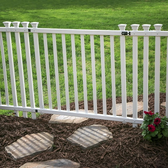 3ft H x 4.2ft W (1 Gate) No Dig Zippity Baskenridge Gate Kit, White Vinyl Picket Fence Gate Kit for Baskenridge Fence Panels, Gate for Backyard, Patio, Outdoor, & Garden Fence, ZP19038