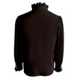 thumbnail image 5 of Gsakboxl Womens Summer Outfits Womens Ruffled Long Sleeve Shirt Elegant Button Down Blouse with Ruffle Trim on Neckline Chic Casual Top for Spring and Autumn L, 5 of 7