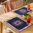 thumbnail image 4 of Blue Vintage Floral Placemats Set of 1, Country Exotic Mystical Abstract Flower Leaf Non-Slip Place Mats Washable Table Mats for Kitchen Dining Table Decorations Indoor/Outdoor, 4 of 9