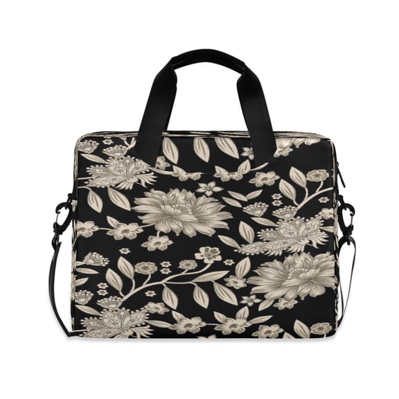 16inch Laptop Briefcase, Business Laptop Bag with Detachable Strap & Padded Compartment, Water-Resistant Polyester,Flowers
