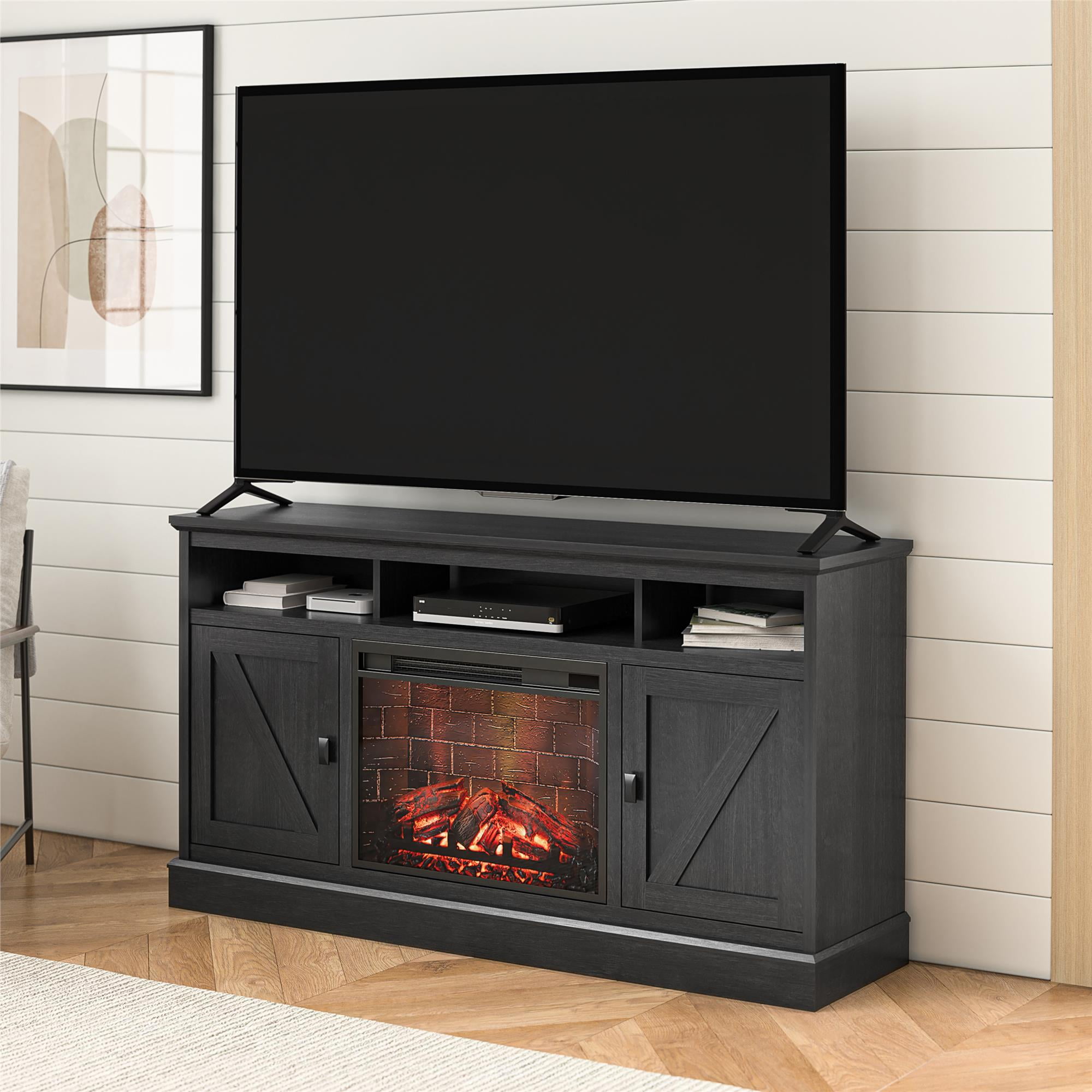 Ameriwood Home Ashton Lane Electric Fireplace TV Stand for TVs up to 65,  Magnolia Oak/Columbia Walnut - Walmart.com