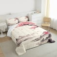 thumbnail image 3 of jejeloiu Japanese Minimalist Style Bedding Comforter Set,Pink Cherry Blossoms Twin Comforter Sets,Pink Beige Gray Bedding Set For Adults,Breathable Home Decor Reversible,2 Pieces, 3 of 8