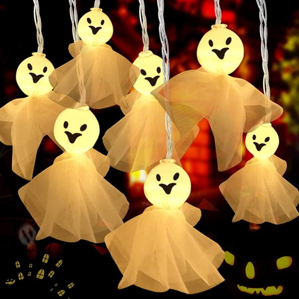 Luces de hadas de Halloween, 4.5M 30LED Luces de cadena de decoración de Halloween, Luces de decoración de Halloween fantasma, Luces que funcionan con pilas para la fiesta de Halloween de bricolaje Xemadio GX-135