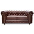 thumbnail image 1 of Love Seat de de Piel Genuina Clásico Capitonado, 2 plazas, Modelo Chesterfield P/V, Color Tabaco, Elegante, cómodo y Moderno, Hecho en Mexico. Medidas 185 X 90 X 80 cm., 1 of 7