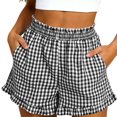 thumbnail image 2 of Tumotour Summer Board Shorts for Women'S Ruffled High Waist Plaid Athletic Workout Shorts Wide-Leg Pants Side Pockets, 2 of 7