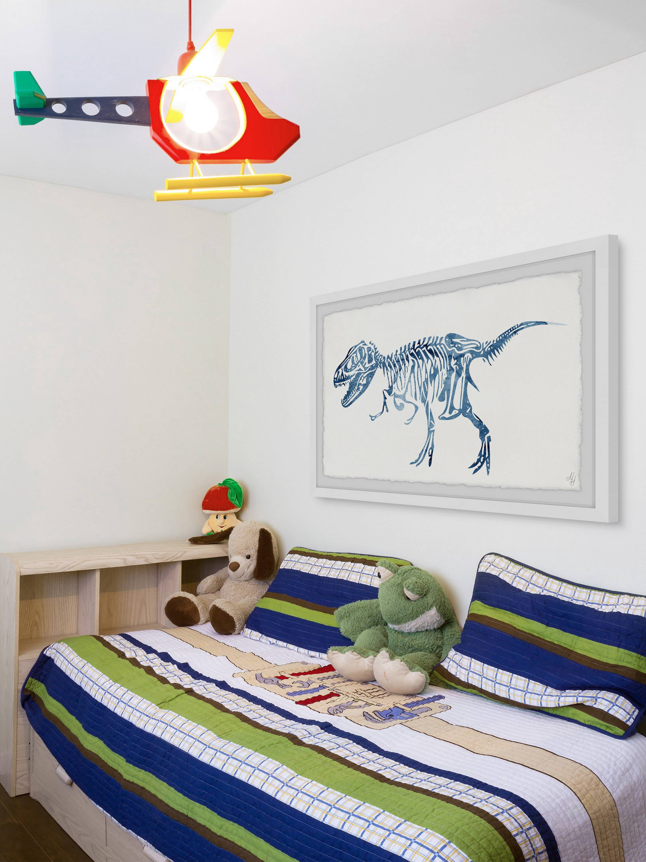 Marmont Hill Blue T-Rex Skeleton Framed Wall Art