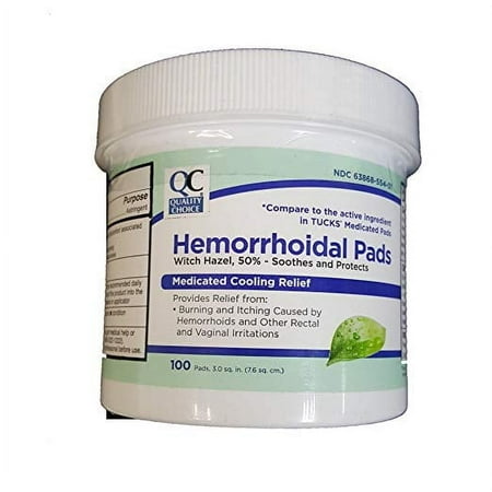 Quality Choice Hemorrhoidal Pads Medicated Cooling Relief 100 count each