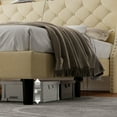 thumbnail image 7 of iPormis Full Bed Frame with Upholstered Wingback Button Tufted Storage Headboard, Luxurious Platform Bed with Charging Station, Beige, 7 of 7