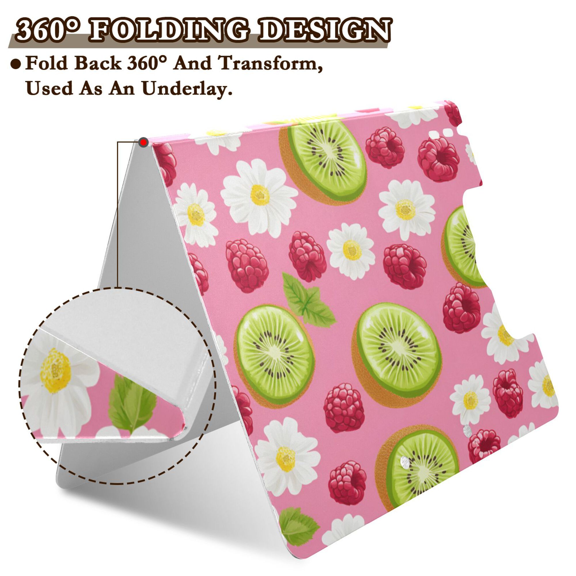 FORMRS A4 Clipboard Folder with Pen Holder Horizontal Foldable School Office Binder, Floral Raspberries