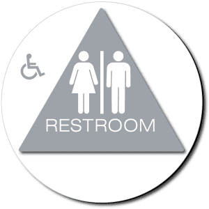 

California Unisex Accessible RESTROOM Door Sign - Color Reverse-Gray / White (4 Units)