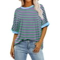 thumbnail image 5 of WREESH Womens Fashion T-Shirts Casual Comfortable Print Round- Neck Short Sleeved Top Blouse T-Shirt Sky Blue, 5 of 5