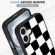thumbnail image 4 of Funda de teléfono KANGHAR para iPhone 16, estética a cuadros, negra, 4 of 6