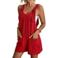 thumbnail image 3 of LilyLLL Plus Size S-4XL Womens Solid Color Suspender Overall Shorts Pockets Dungaree Bib, 3 of 4