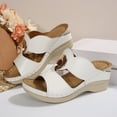 thumbnail image 5 of Orthopedic Sandals for Women Fashion Buckle T-Strap Open Toe Wedge Slides Comfortable Thick Sole Summer Walking Beach Shoes White Size 8.5, 5 of 8