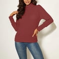 thumbnail image 3 of Women's Turtleneck Knitted Sweater Long Sleeve Casual Warm for Fall and Winter Wear, Ideal for Holiday Season and Daily Comfort, Soft and Insulating,Wine,XL, 3 of 6