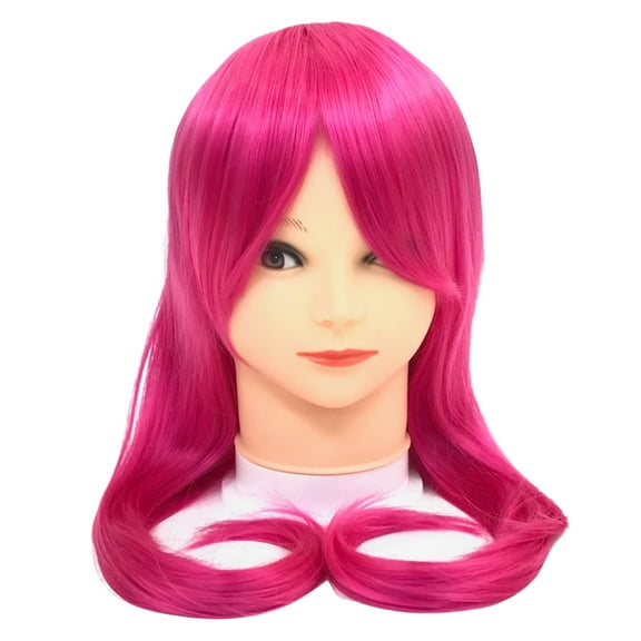 Hot Pink Long Curled Wig