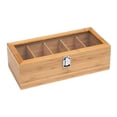 thumbnail image 2 of Estuche de almacenamiento de madera para bolsitas de té, organizador de encimera con compartimentos, tapa transparente, cajón, armario, estación de ca, 2 of 9