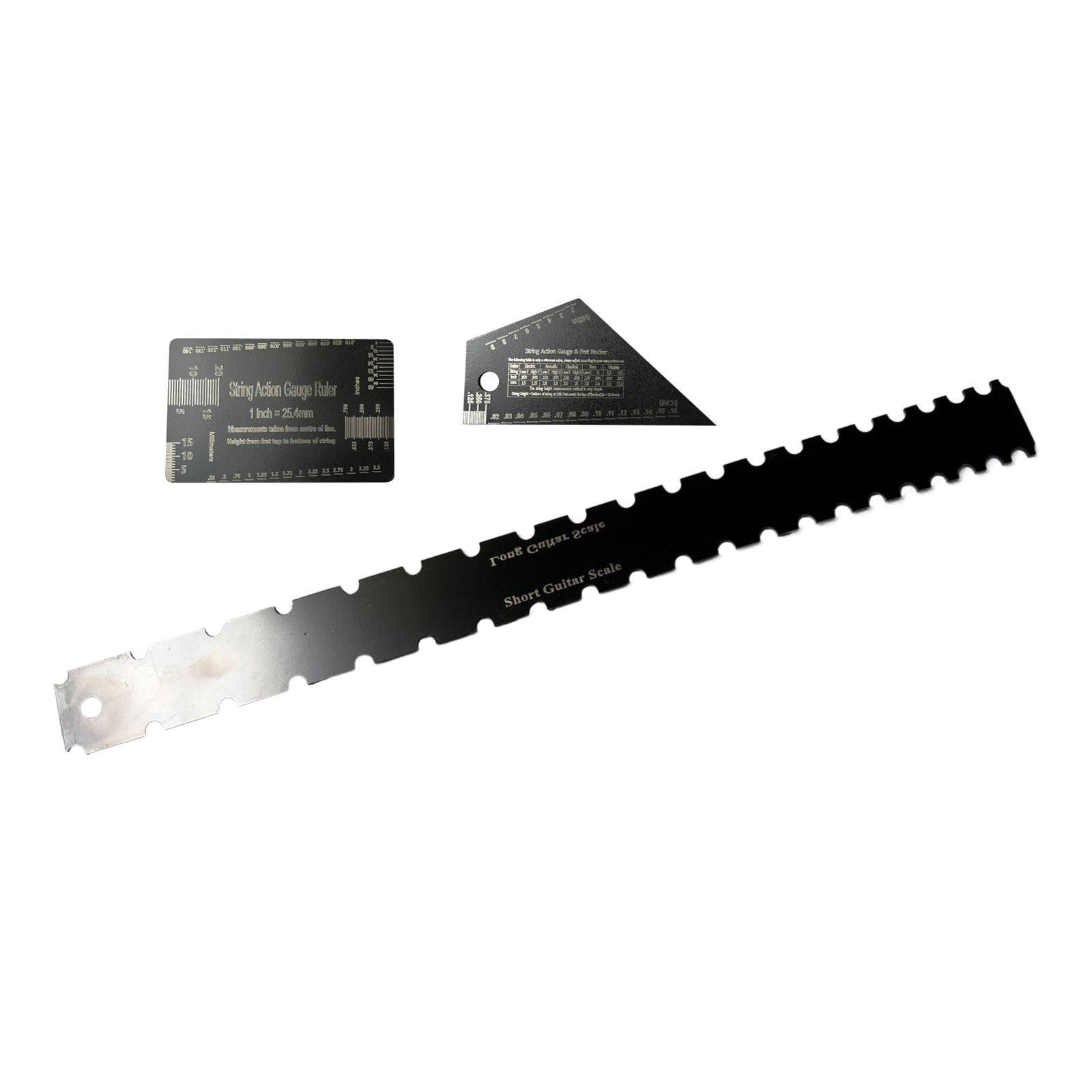 QccHieUs 3 Pieces Electric Guitar Neck Notched Straight Ruler String Actions Gauge Ruler