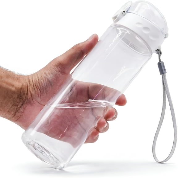 ACDANC Clear Plastic Water Bottle | No Markings 24Oz Chug Lid Sports Water Bottle | Leak Proof Re-Usable Flip Top Plastic Drinks Bottles for School,Exams,Office,Gym,Cycling (Clear-24Oz)
