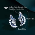 thumbnail image 4 of Symmetrical Blue Cubic Zirconia Pearl Earrings Geometric Silver Plated Jewelry, 4 of 7