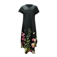 thumbnail image 4 of SMihono Robe d'Été Grande Taille pour Femmes 2023 Décontractée Ample avec Poches à Manches Courtes Imprimée à Col Rond Longueur Cheville, 4 of 6