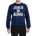 thumbnail image 2 of Jesus Is King Bible Scripture | Mens Christian Crewneck Graphic Sweatshirt, Navy, Large, 2 of 3